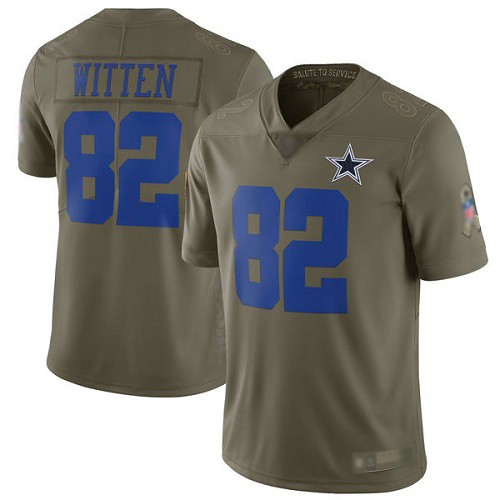 Men Dallas Cowboys Limited Olive Jason Witten #82 2017 Salute to Service NFL Jersey->dallas cowboys->NFL Jersey